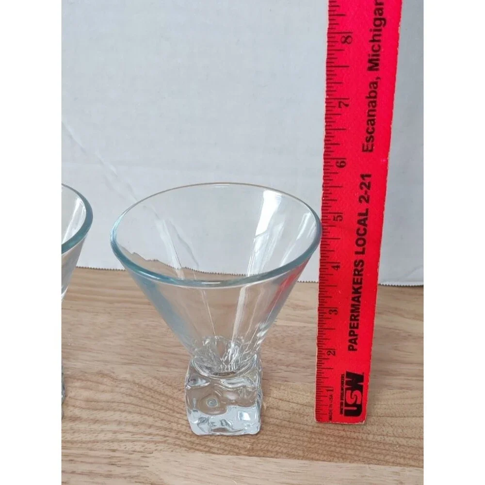VTG Set of 2 DiSaronno Clear Melting Ice Cube Base Martini Cocktail Glasses MCM